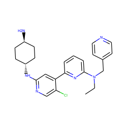 CCN(Cc1ccncc1)c1cccc(-c2cc(N[C@H]3CC[C@H](N)CC3)ncc2Cl)n1 ZINC000261155812