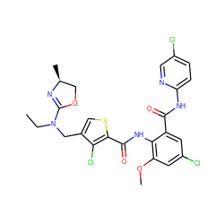 CCN(Cc1csc(C(=O)Nc2c(OC)cc(Cl)cc2C(=O)Nc2ccc(Cl)cn2)c1Cl)C1=N[C@@H](C)CO1 ZINC000014963129