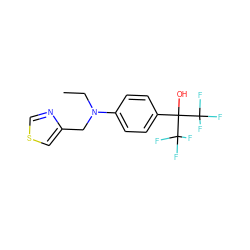 CCN(Cc1cscn1)c1ccc(C(O)(C(F)(F)F)C(F)(F)F)cc1 ZINC000035942802