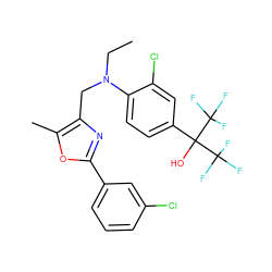 CCN(Cc1nc(-c2cccc(Cl)c2)oc1C)c1ccc(C(O)(C(F)(F)F)C(F)(F)F)cc1Cl ZINC000038149639