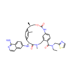 CCN(Cc1nccs1)C(=O)c1ccc2cc1CN(C)C(=O)[C@H](Nc1ccc3c(N)nccc3c1)c1ccc(c(C)c1)[C@@H](C)COC(=O)N2 ZINC001772654507