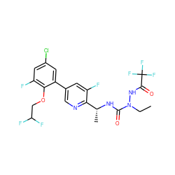 CCN(NC(=O)C(F)(F)F)C(=O)N[C@H](C)c1ncc(-c2cc(Cl)cc(F)c2OCC(F)F)cc1F ZINC000049766495