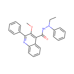 CCN(NC(=O)c1c(OC)c(-c2ccccc2)nc2ccccc12)c1ccccc1 ZINC000003986294