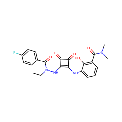 CCN(Nc1c(Nc2cccc(C(=O)N(C)C)c2O)c(=O)c1=O)C(=O)c1ccc(F)cc1 ZINC000101295246