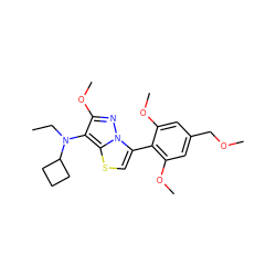 CCN(c1c(OC)nn2c(-c3c(OC)cc(COC)cc3OC)csc12)C1CCC1 ZINC000096172592