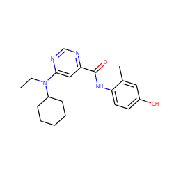 CCN(c1cc(C(=O)Nc2ccc(O)cc2C)ncn1)C1CCCCC1 ZINC000049049484