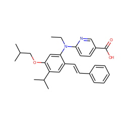 CCN(c1ccc(C(=O)O)cn1)c1cc(OCC(C)C)c(C(C)C)cc1/C=C/c1ccccc1 ZINC000084669591