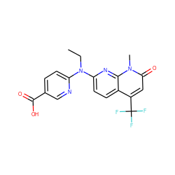 CCN(c1ccc(C(=O)O)cn1)c1ccc2c(C(F)(F)F)cc(=O)n(C)c2n1 ZINC000058581325