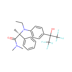 CCN(c1ccc(C(O)(C(F)(F)F)C(F)(F)F)cc1)[C@](C)(C(=O)N(C)C)c1ccccc1 ZINC000038149617