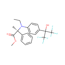 CCN(c1ccc(C(O)(C(F)(F)F)C(F)(F)F)cc1)[C@](C)(C(=O)OC)c1ccccc1 ZINC000038149623