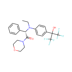 CCN(c1ccc(C(O)(C(F)(F)F)C(F)(F)F)cc1)[C@H](C(=O)N1CCOCC1)c1ccccc1 ZINC000038149625