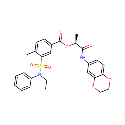 CCN(c1ccccc1)S(=O)(=O)c1cc(C(=O)O[C@@H](C)C(=O)Nc2ccc3c(c2)OCCO3)ccc1C ZINC000003306378