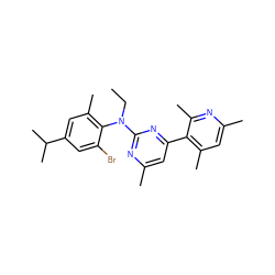 CCN(c1nc(C)cc(-c2c(C)cc(C)nc2C)n1)c1c(C)cc(C(C)C)cc1Br ZINC000026005238