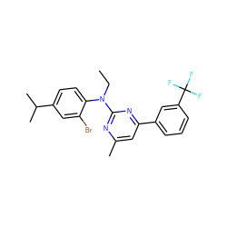 CCN(c1nc(C)cc(-c2cccc(C(F)(F)F)c2)n1)c1ccc(C(C)C)cc1Br ZINC000026005214