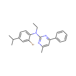 CCN(c1nc(C)cc(-c2ccccc2)n1)c1ccc(C(C)C)cc1Br ZINC000026005269