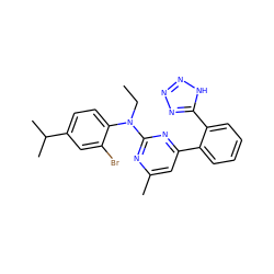 CCN(c1nc(C)cc(-c2ccccc2-c2nnn[nH]2)n1)c1ccc(C(C)C)cc1Br ZINC000026005704