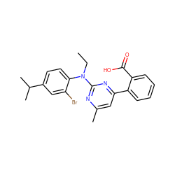 CCN(c1nc(C)cc(-c2ccccc2C(=O)O)n1)c1ccc(C(C)C)cc1Br ZINC000026005880