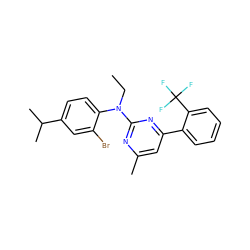 CCN(c1nc(C)cc(-c2ccccc2C(F)(F)F)n1)c1ccc(C(C)C)cc1Br ZINC000026006565