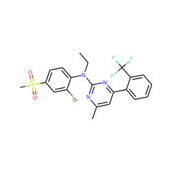 CCN(c1nc(C)cc(-c2ccccc2C(F)(F)F)n1)c1ccc(S(C)(=O)=O)cc1Br ZINC000026004981