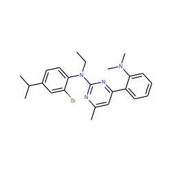 CCN(c1nc(C)cc(-c2ccccc2N(C)C)n1)c1ccc(C(C)C)cc1Br ZINC000026001949