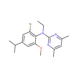 CCN(c1nc(C)cc(C)n1)c1c(Br)cc(C(C)C)cc1OC ZINC000013794416