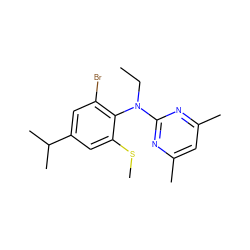 CCN(c1nc(C)cc(C)n1)c1c(Br)cc(C(C)C)cc1SC ZINC000013794419