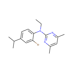 CCN(c1nc(C)cc(C)n1)c1ccc(C(C)C)cc1Br ZINC000013794386