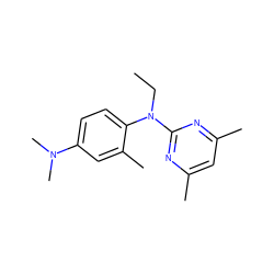 CCN(c1nc(C)cc(C)n1)c1ccc(N(C)C)cc1C ZINC000013794406