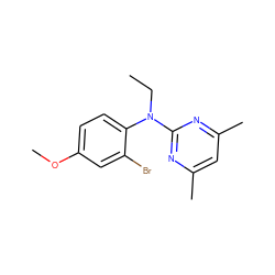 CCN(c1nc(C)cc(C)n1)c1ccc(OC)cc1Br ZINC000013794389