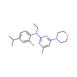 CCN(c1nc(C)cc(N2CCOCC2)n1)c1ccc(C(C)C)cc1Br ZINC000013794464