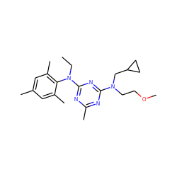 CCN(c1nc(C)nc(N(CCOC)CC2CC2)n1)c1c(C)cc(C)cc1C ZINC000013794557