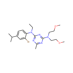 CCN(c1nc(C)nc(N(CCOC)CCOC)n1)c1ccc(C(C)C)cc1Br ZINC000013794529