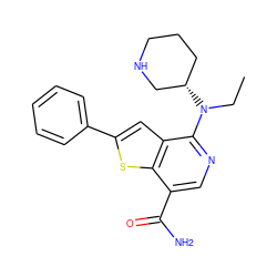 CCN(c1ncc(C(N)=O)c2sc(-c3ccccc3)cc12)[C@H]1CCCNC1 ZINC000136913862