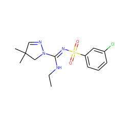 CCN/C(=N\S(=O)(=O)c1cccc(Cl)c1)N1CC(C)(C)C=N1 ZINC000072123254