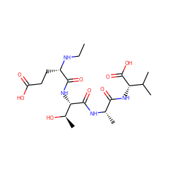 CCN[C@@H](CCC(=O)O)C(=O)N[C@H](C(=O)N[C@@H](C)C(=O)N[C@H](C(=O)O)C(C)C)[C@@H](C)O ZINC000045498693