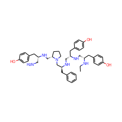 CCN[C@H](CN[C@H](CN[C@@H](Cc1ccccc1)CN1CCC[C@H]1CN[C@H](CN)Cc1ccc(O)cc1)Cc1ccc(O)cc1)Cc1ccc(O)cc1 ZINC000049778154