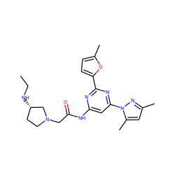 CCN[C@H]1CCN(CC(=O)Nc2cc(-n3nc(C)cc3C)nc(-c3ccc(C)o3)n2)C1 ZINC000023360571