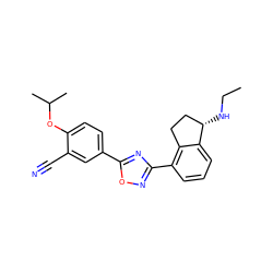 CCN[C@H]1CCc2c(-c3noc(-c4ccc(OC(C)C)c(C#N)c4)n3)cccc21 ZINC000202708231