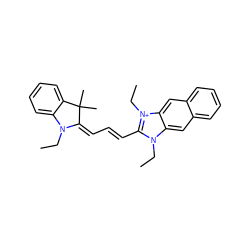 CCN1/C(=C/C=C/c2n(CC)c3cc4ccccc4cc3[n+]2CC)C(C)(C)c2ccccc21 ZINC000013452965