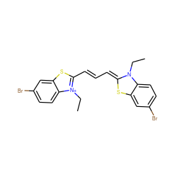 CCN1/C(=C/C=C/c2sc3cc(Br)ccc3[n+]2CC)Sc2cc(Br)ccc21 ZINC000299844619