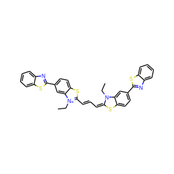 CCN1/C(=C\C=C\c2sc3ccc(-c4nc5ccccc5s4)cc3[n+]2CC)Sc2ccc(-c3nc4ccccc4s3)cc21 ZINC000049615304