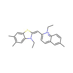 CCN1/C(=C\c2ccc3cc(C)ccc3[n+]2CC)Sc2cc(C)c(C)cc21 ZINC000003656563