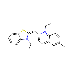 CCN1/C(=C\c2ccc3cc(C)ccc3[n+]2CC)Sc2ccccc21 ZINC000001804384