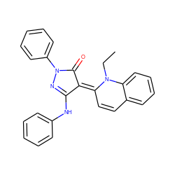 CCN1/C(=C2\C(=O)N(c3ccccc3)N=C2Nc2ccccc2)C=Cc2ccccc21 ZINC000100487268