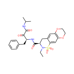 CCN1[C@@H](C(=O)N[C@@H](Cc2ccccc2)C(=O)C(=O)NC(C)C)Cc2cc3c(cc2S1(=O)=O)OCCO3 ZINC000025987650