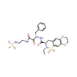 CCN1[C@@H](C(=O)N[C@@H](Cc2ccccc2)C(=O)C(=O)NCCNS(C)(=O)=O)Cc2cc3c(cc2S1(=O)=O)OCCO3 ZINC000025986807