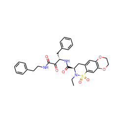 CCN1[C@@H](C(=O)N[C@@H](Cc2ccccc2)C(=O)C(=O)NCCc2ccccc2)Cc2cc3c(cc2S1(=O)=O)OCCO3 ZINC000025984578