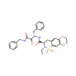 CCN1[C@@H](C(=O)N[C@@H](Cc2ccccc2)C(=O)C(=O)NCc2ccccc2)Cc2cc3c(cc2S1(=O)=O)OCCO3 ZINC000025986144