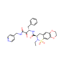 CCN1[C@@H](C(=O)N[C@@H](Cc2ccccc2)C(=O)C(=O)NCc2ccncc2)Cc2cc3c(cc2S1(=O)=O)OCCO3 ZINC000025988070