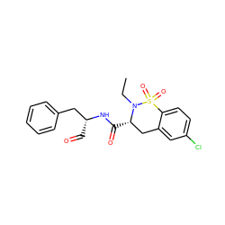 CCN1[C@@H](C(=O)N[C@H](C=O)Cc2ccccc2)Cc2cc(Cl)ccc2S1(=O)=O ZINC000025981887